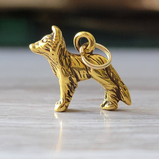 Gold German Shepard charm