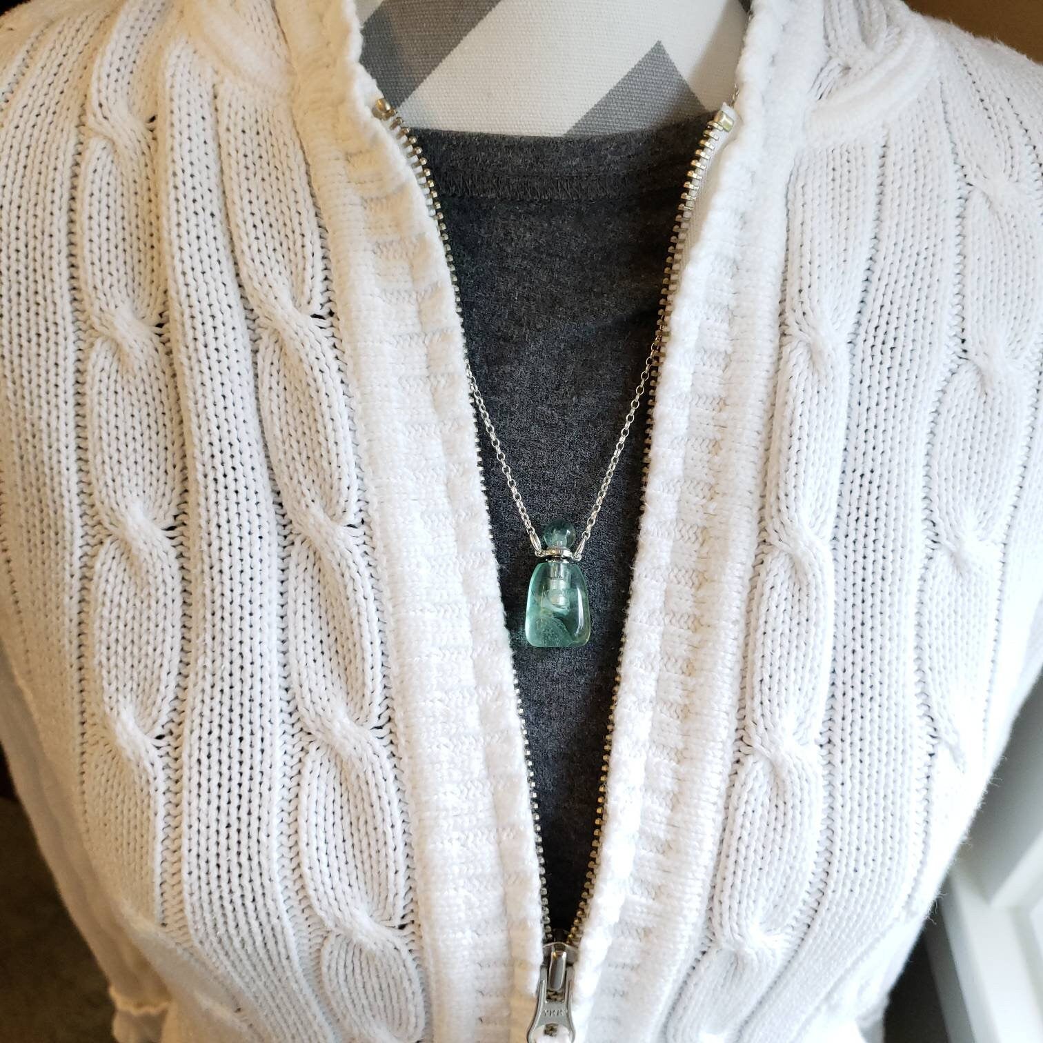 Green Fluorite aromatherapy Bottle Necklace