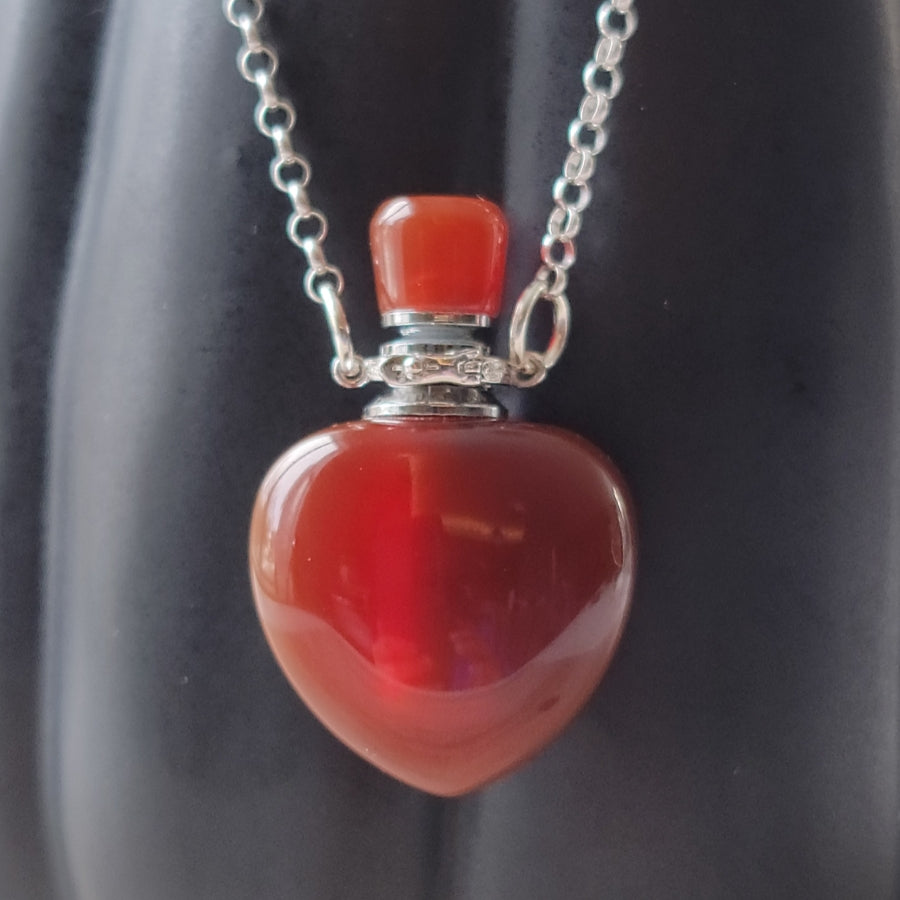 Heart Shaped Carnelian Gemstone Aromatherapy Necklace