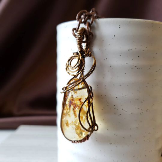wire wrapped baltic amber necklacewire wrapped baltic amber necklace