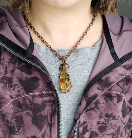 wire wrapped baltic amber necklace