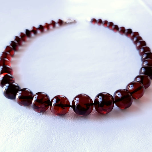 cherry amber necklace with hand crafted clasp