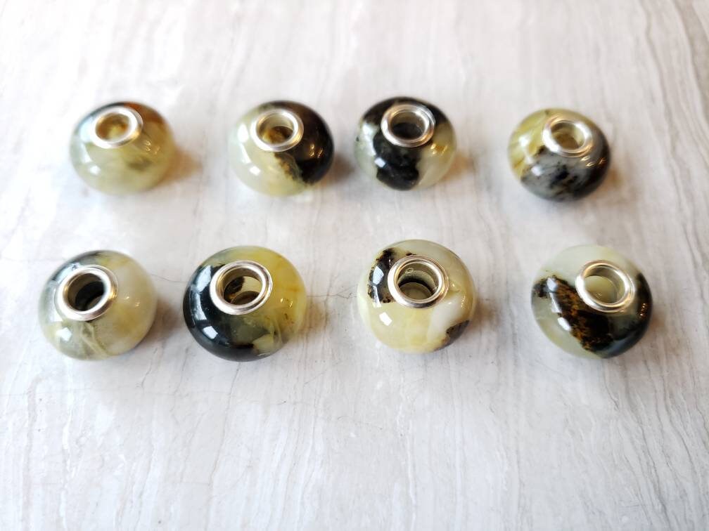 cream and white baltic amber bead with silver core for Pandora braclets