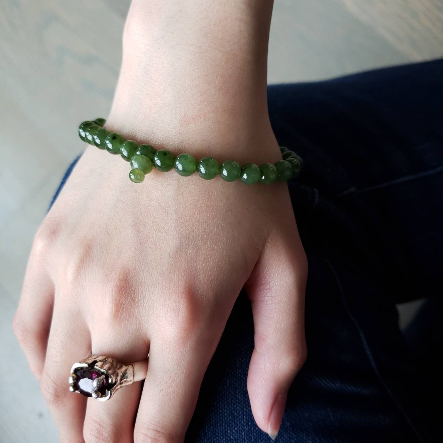 genuine jade bead mala bracelet