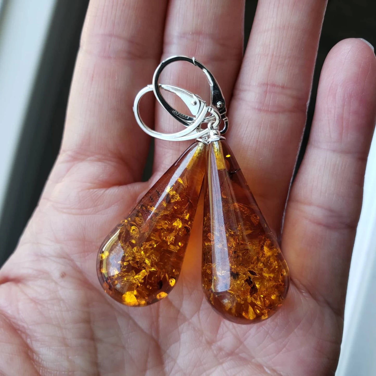 large baltic amber drop earrings
