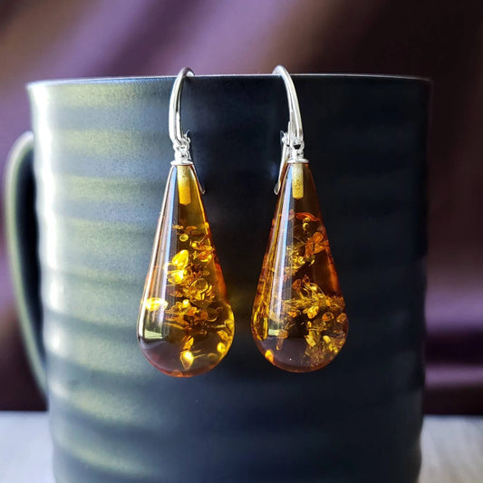 large baltic amber drop earrings statement earrings