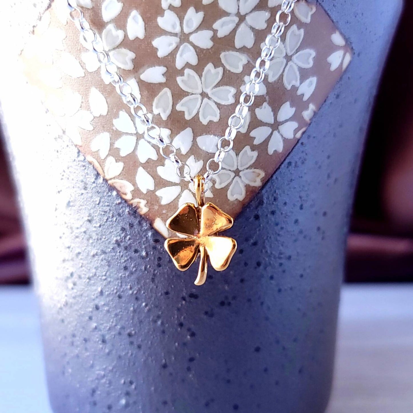 Gold clover charm pendant