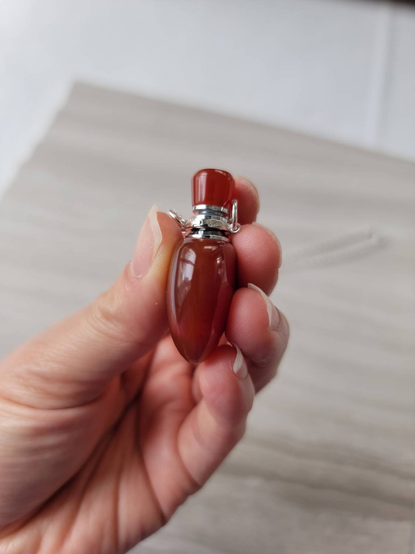 Heart Shaped Carnelian Gemstone Aromatherapy Necklace