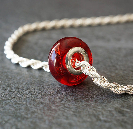 red caribbean amber bead with silver core for Pandora bracelet