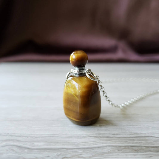 tigereye bottle necklace aromatherapy