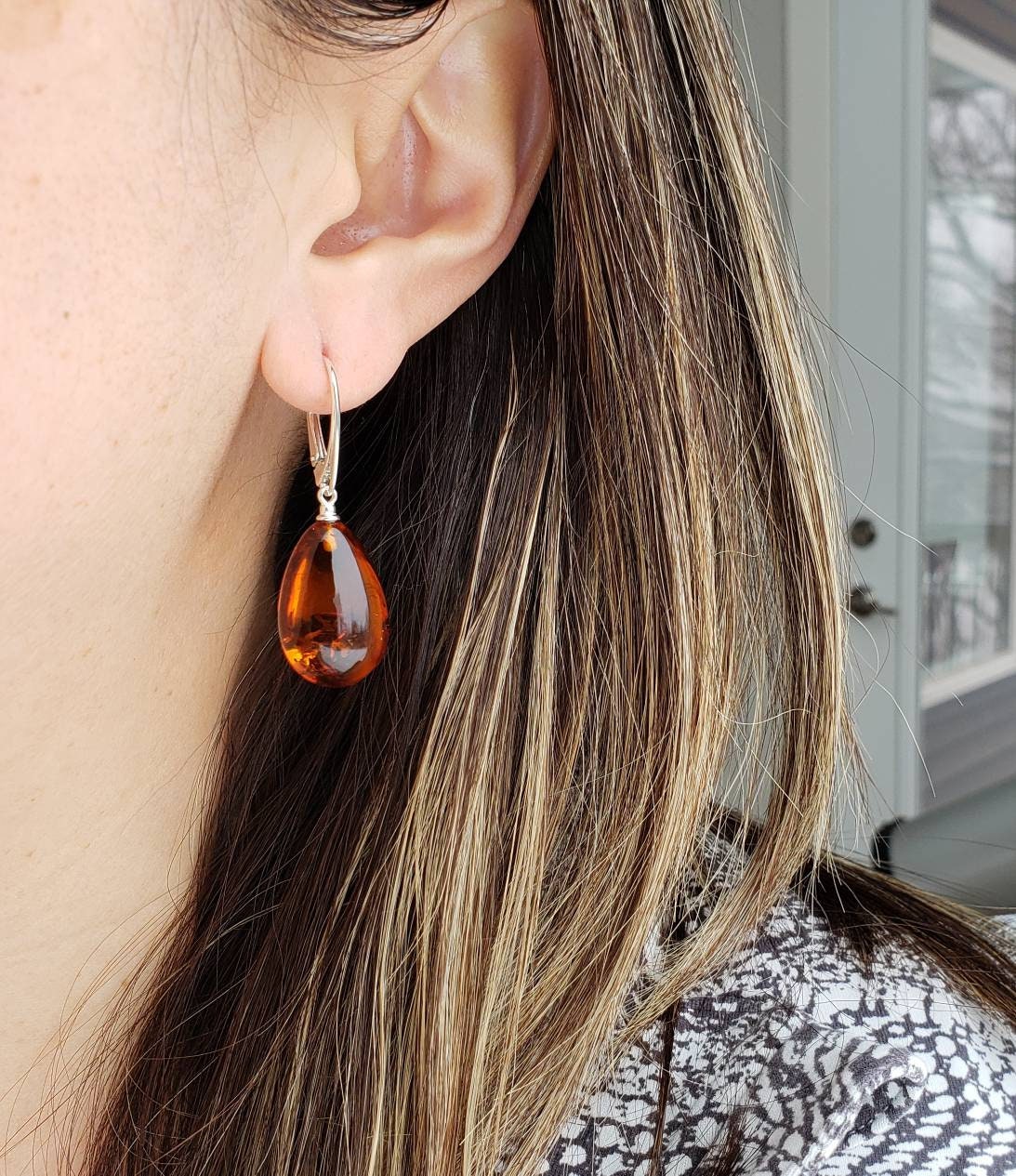 Baltic Amber Teardrop Earrings