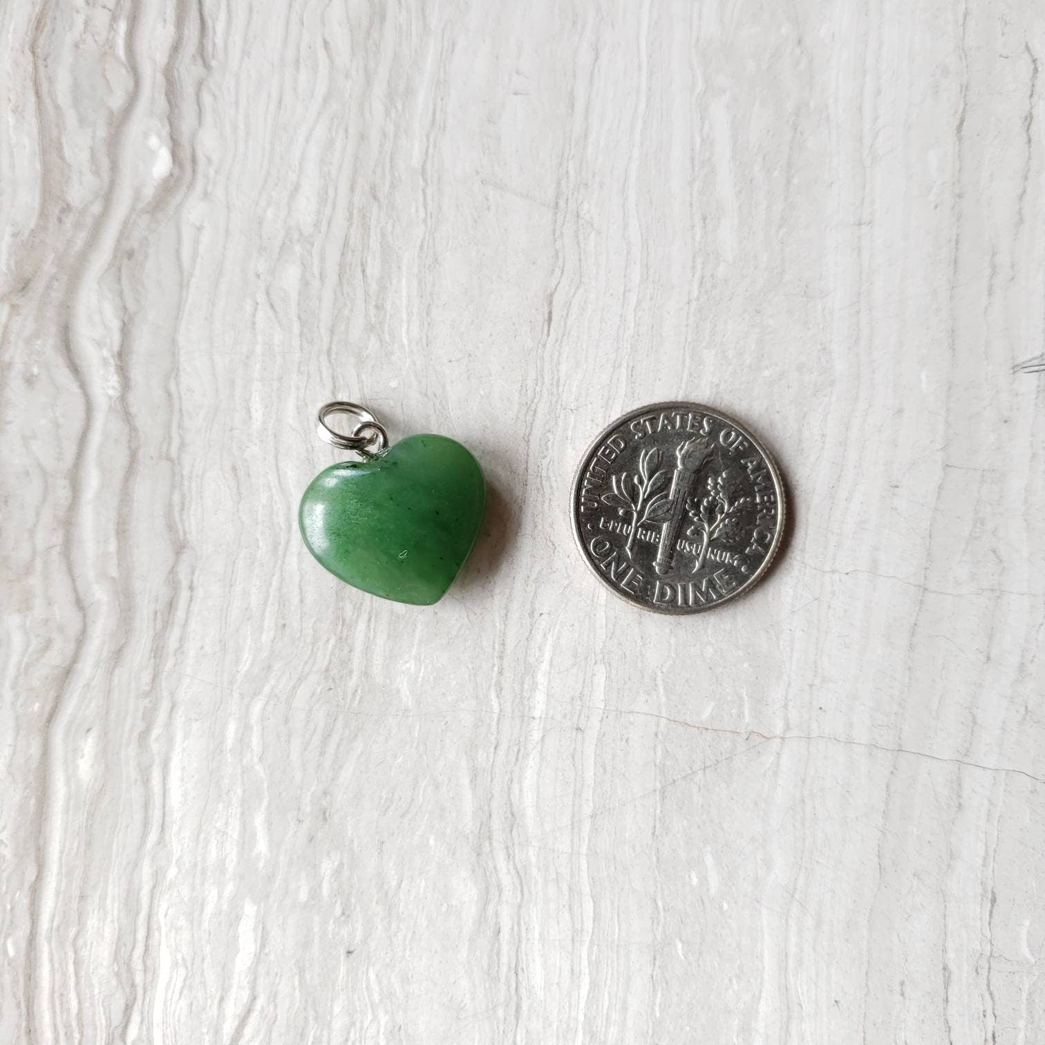 green jade heart charm