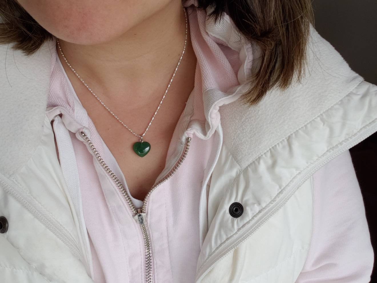 green jade heart charm