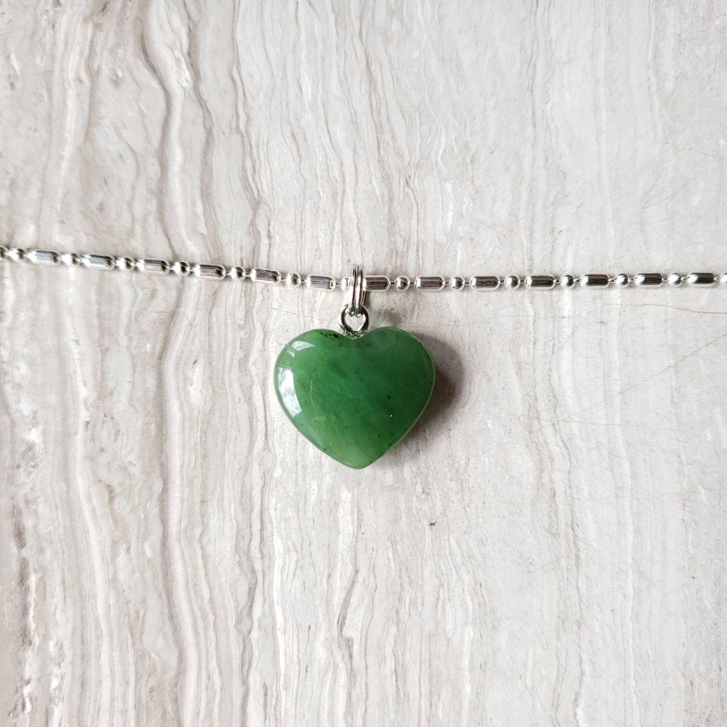 green jade heart charm