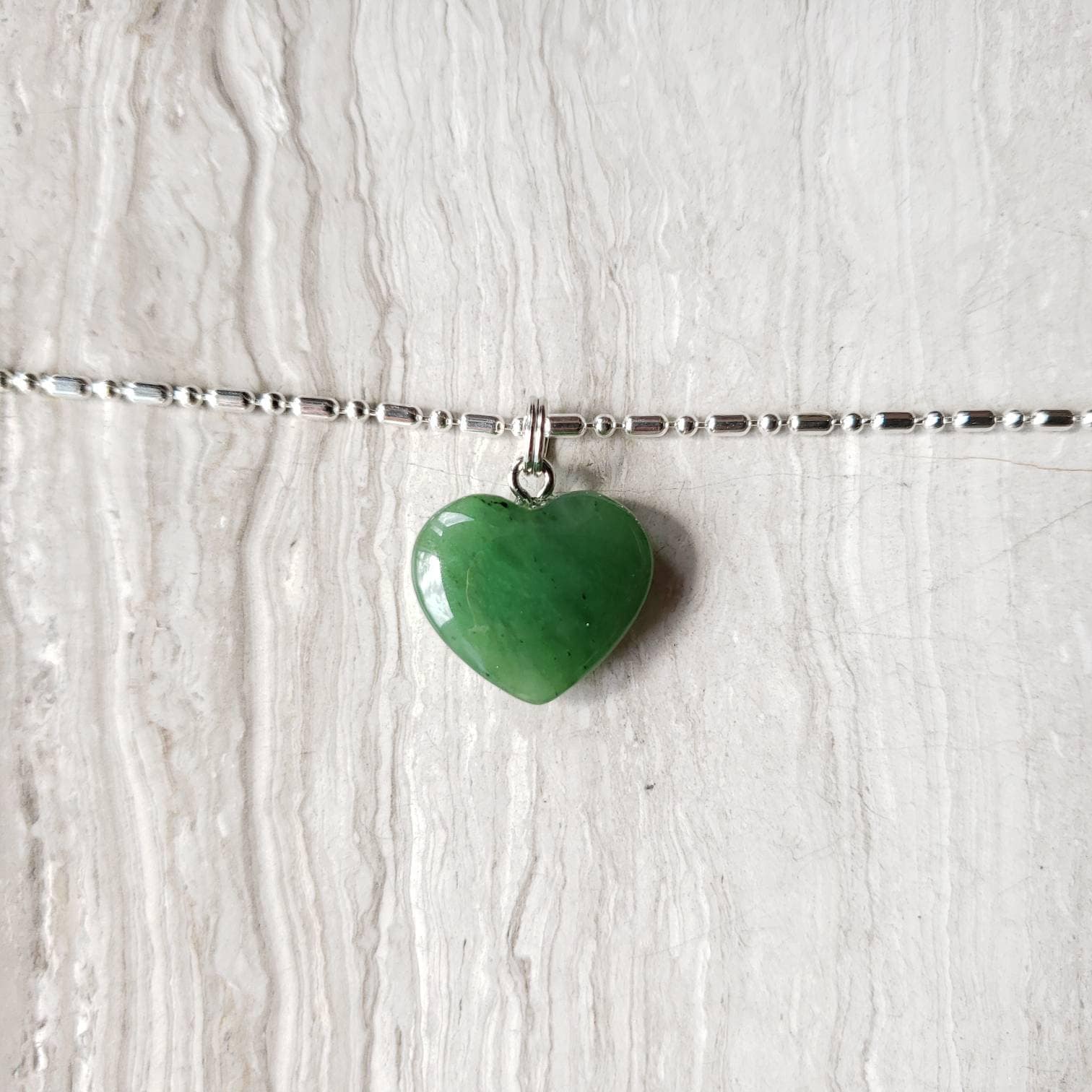 green jade heart charm