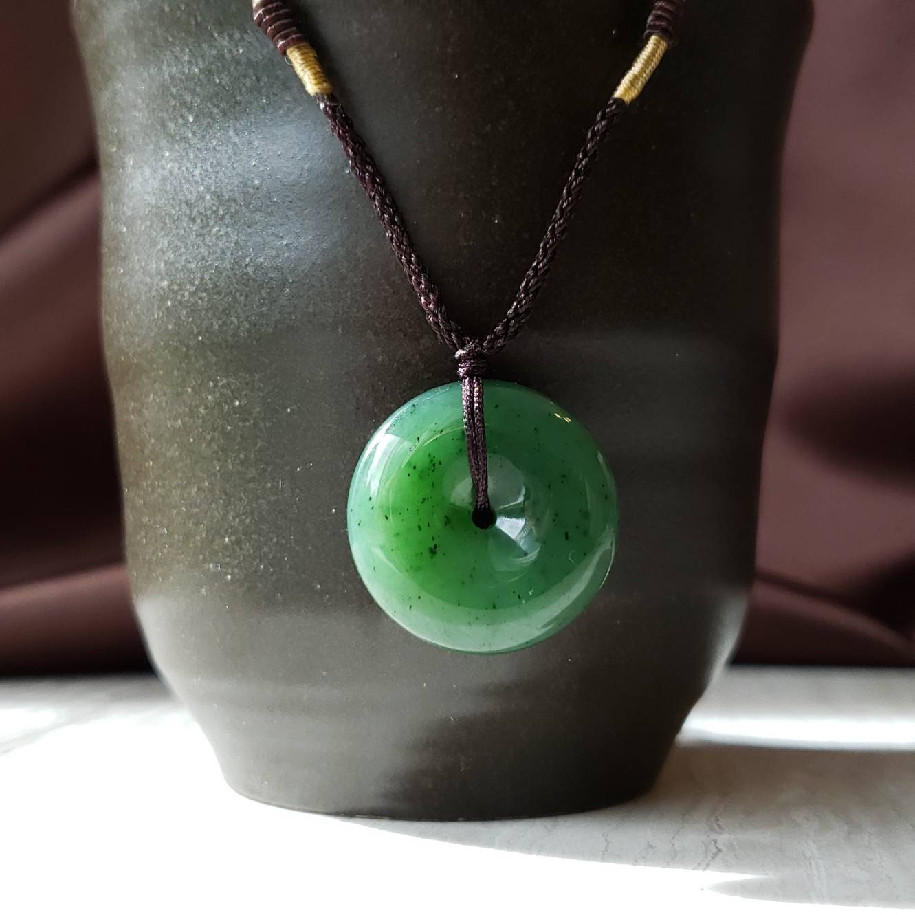 green Canadian jade pi necklace