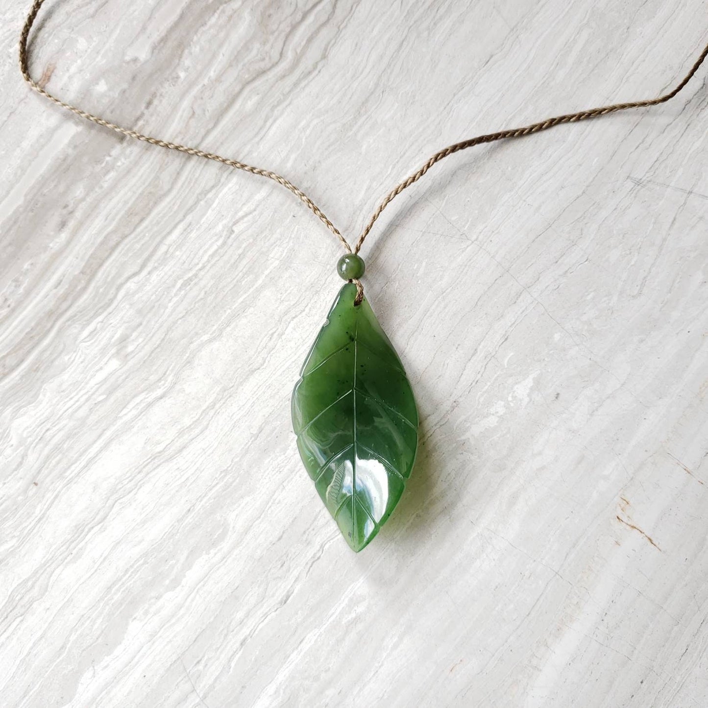 Canadian jade leaf necklace