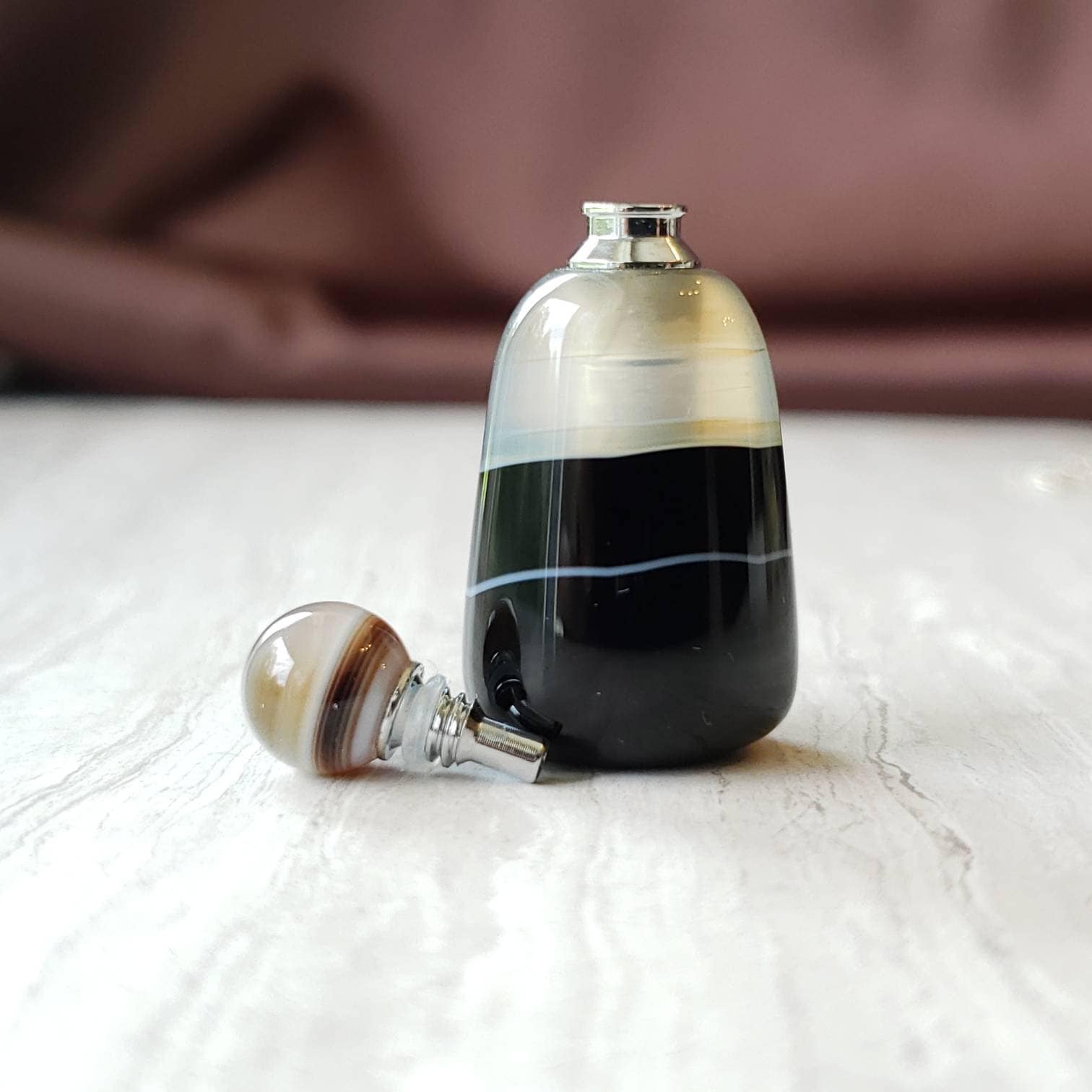 Gem Bottle Necklace, Striped Agate