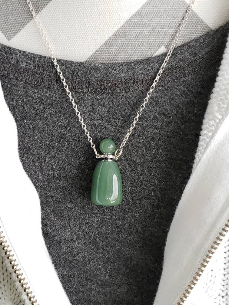 Green Aventurine Gem Bottle Necklace