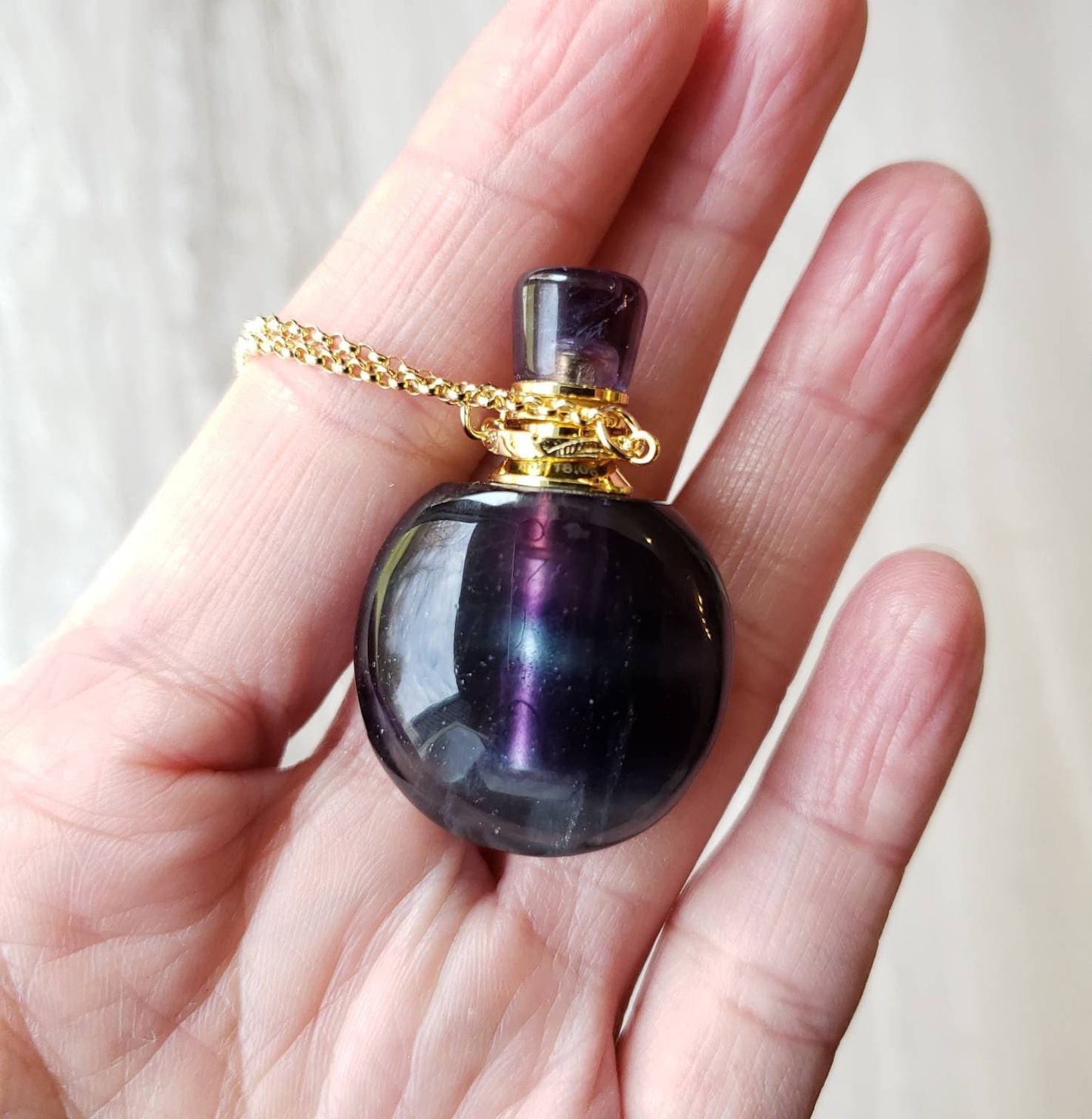 Fluorite Gem Bottle Pendant Necklace