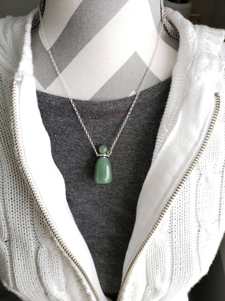 Green Aventurine Gem Bottle Necklace
