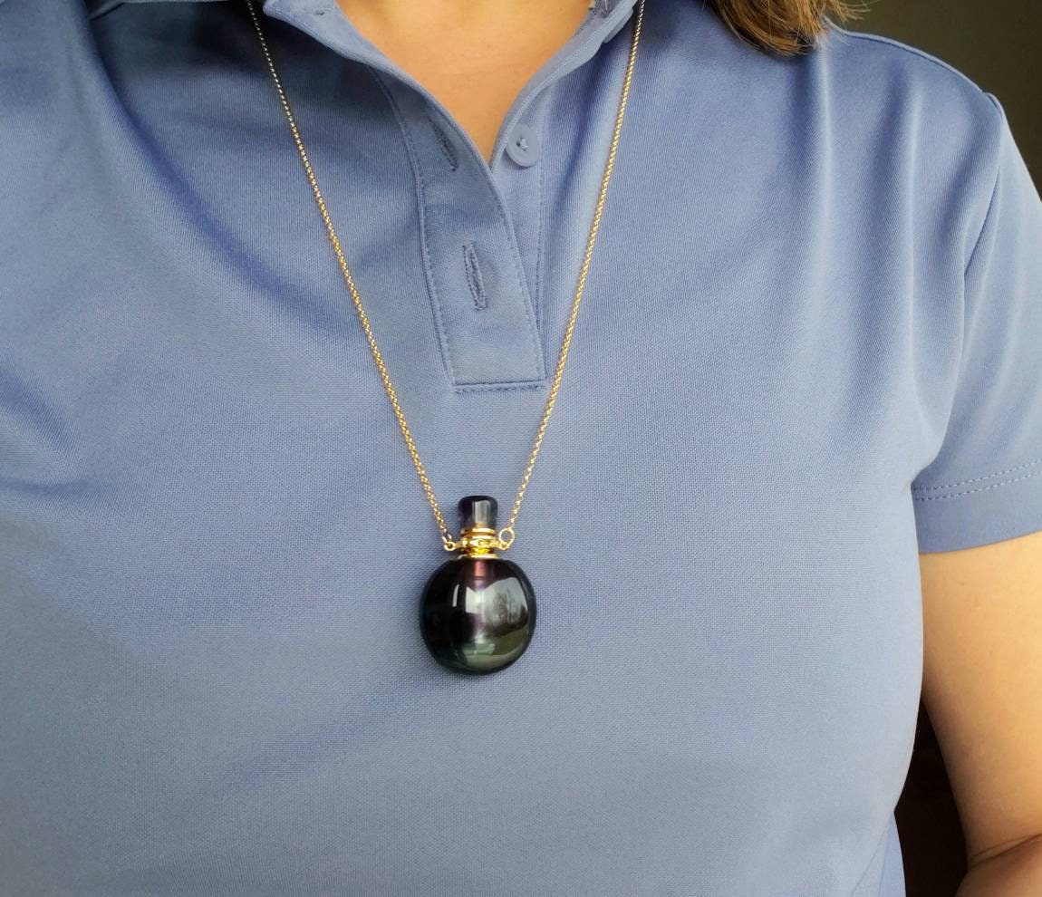 Fluorite Gem Bottle Pendant Necklace
