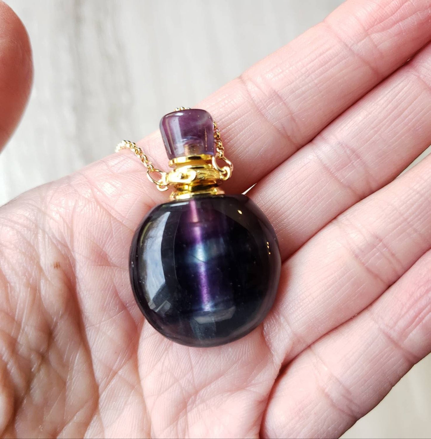 Fluorite Gem Bottle Pendant Necklace