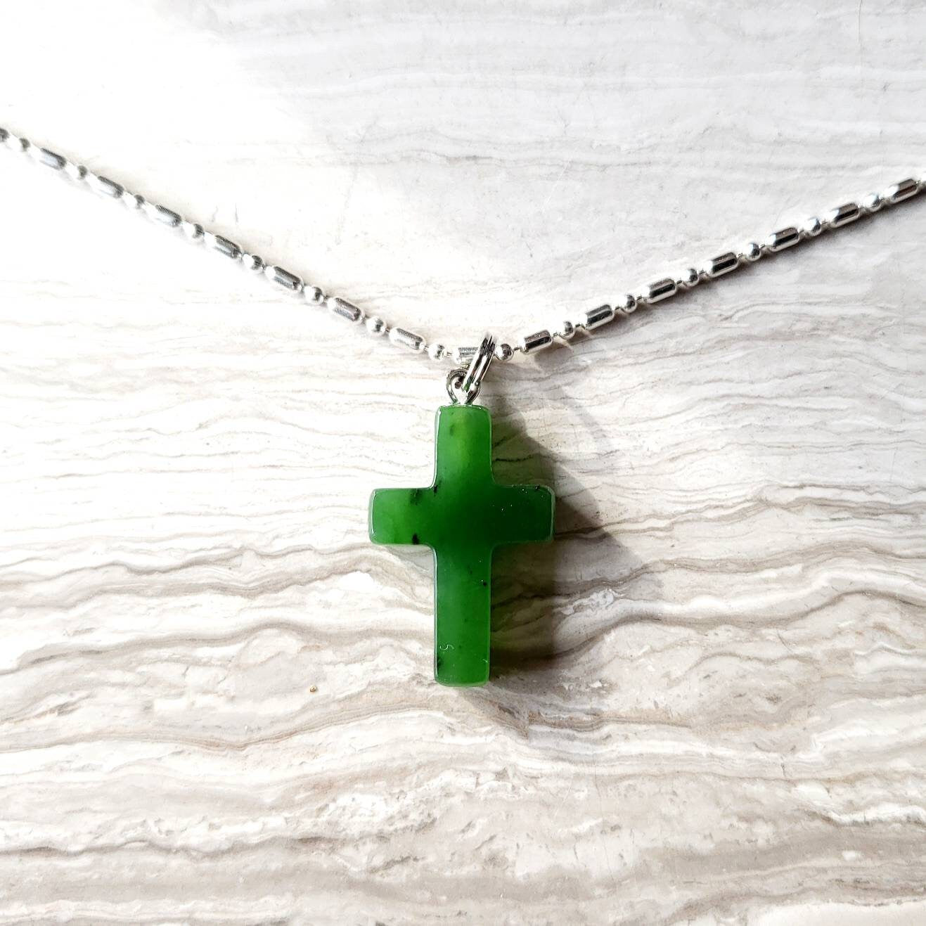 jade christian cross charm pendant