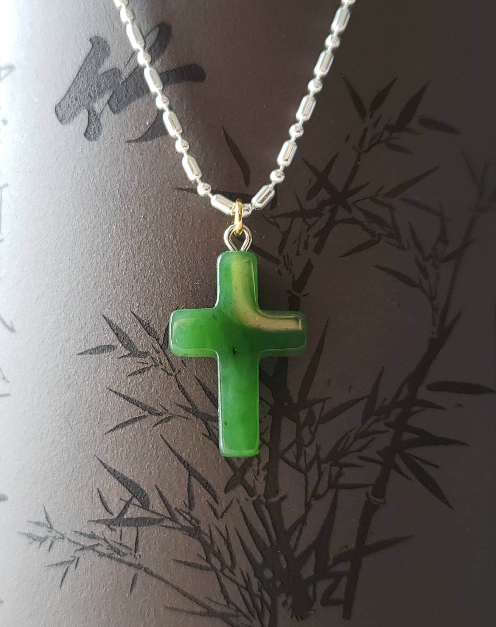 Jade Cross Charm Pendant Necklace No Chain
