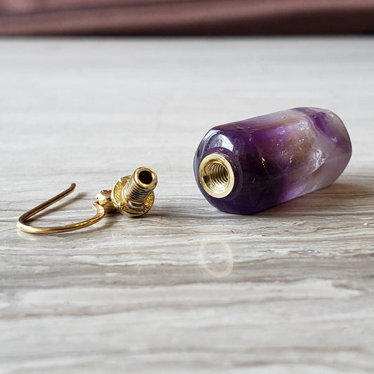 Amethyst Aromatherapy Bottle Drop Earrings