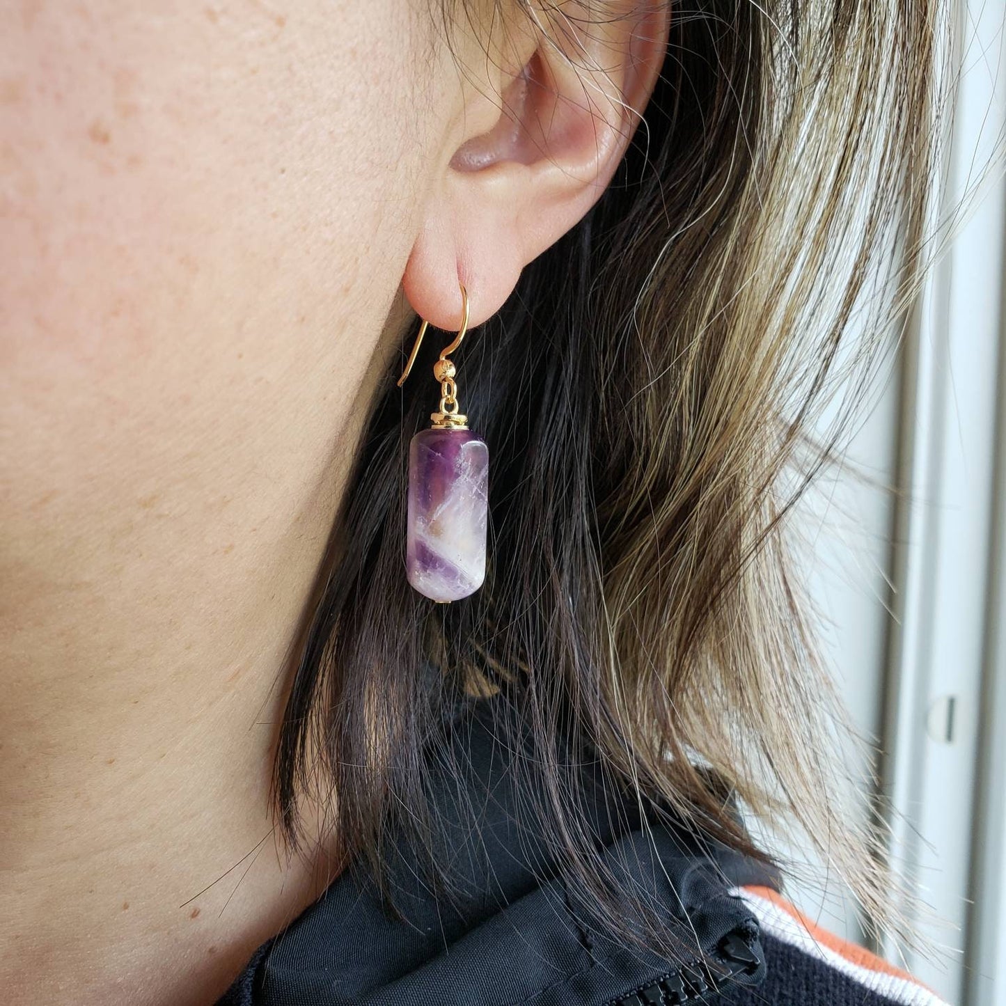 Amethyst Aromatherapy Bottle Drop Earrings