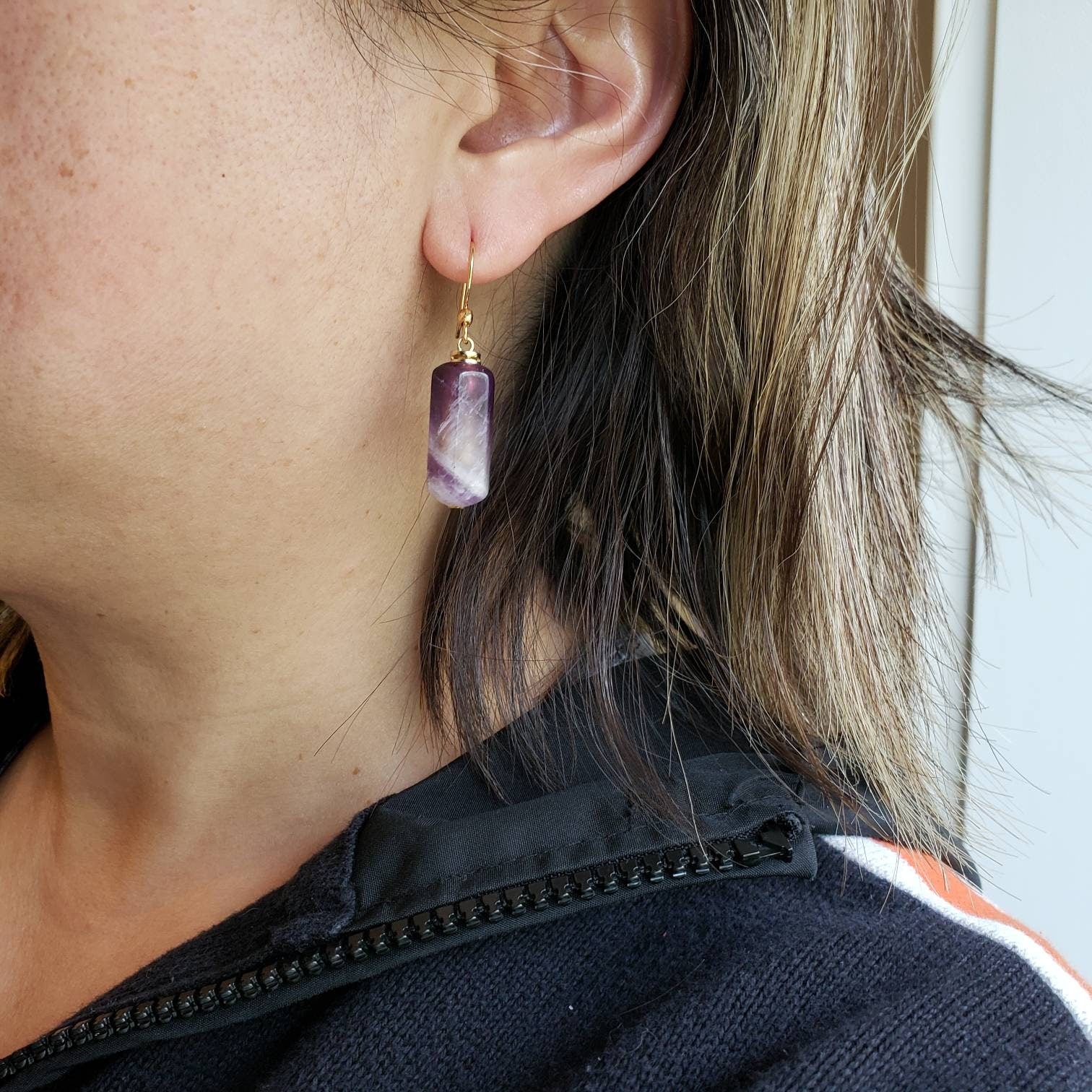 Amethyst Aromatherapy Bottle Drop Earrings