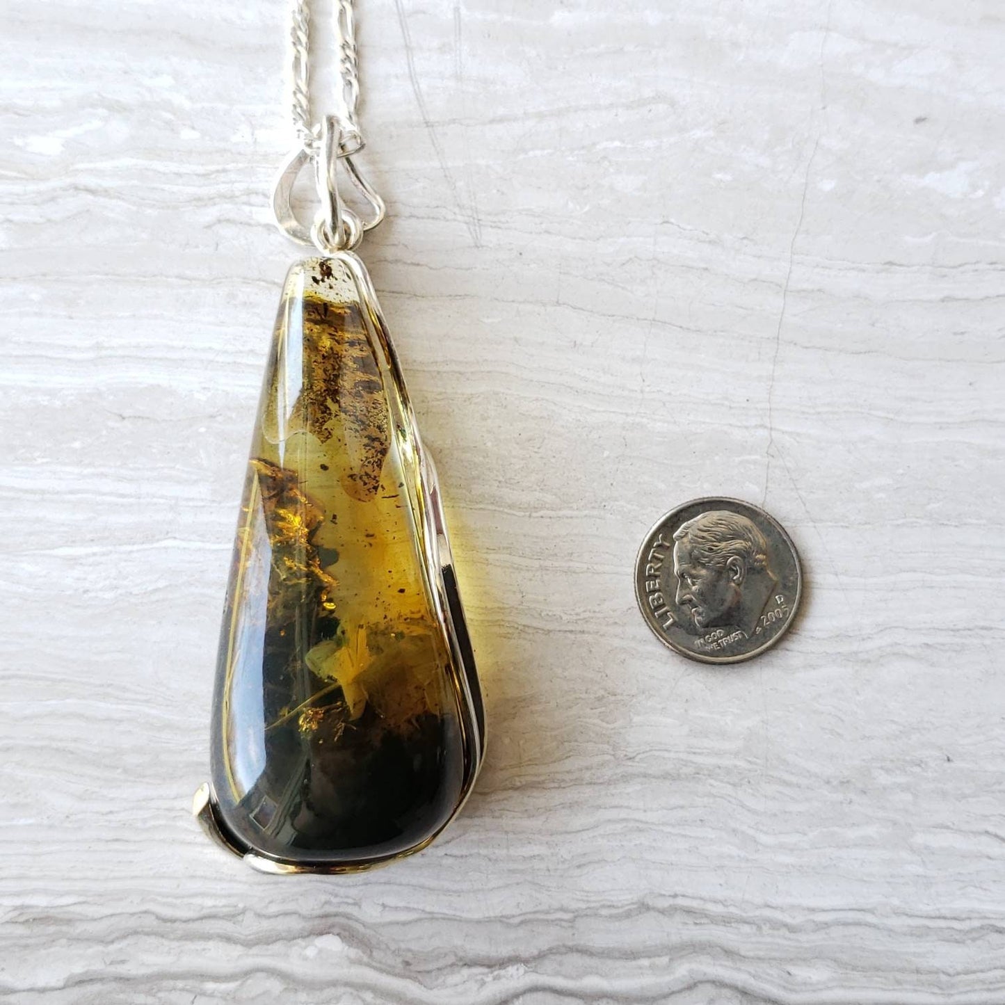 Large Amber Pendant set in Sterling Silver
