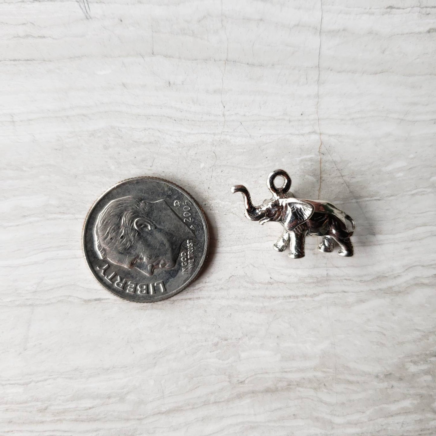 silver elephant charm pendant