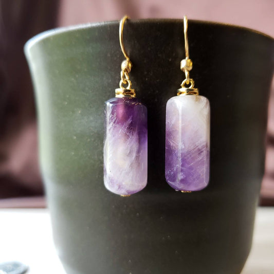 Amethyst Aromatherapy Bottle Drop Earrings