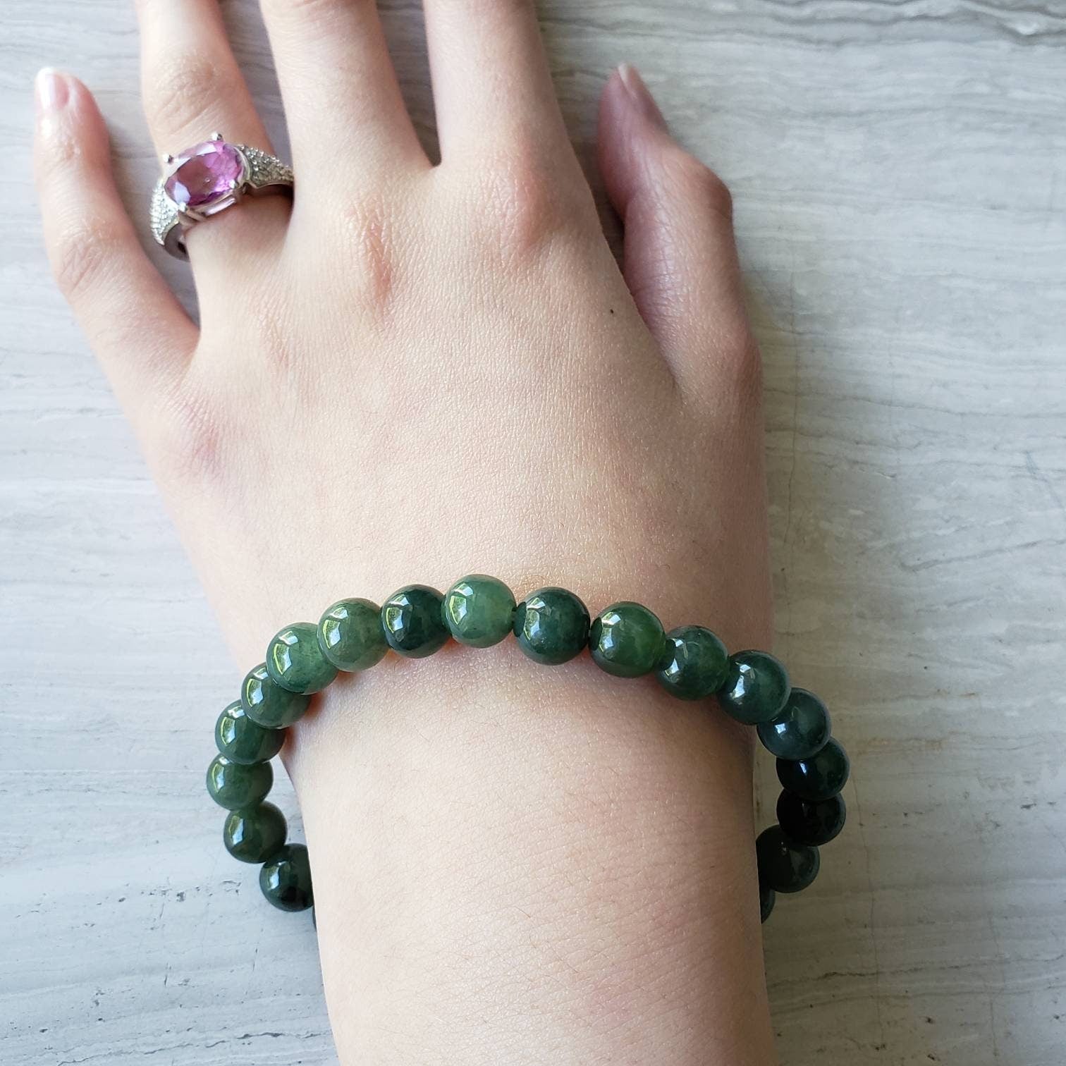 burmese green jade bead bracelet