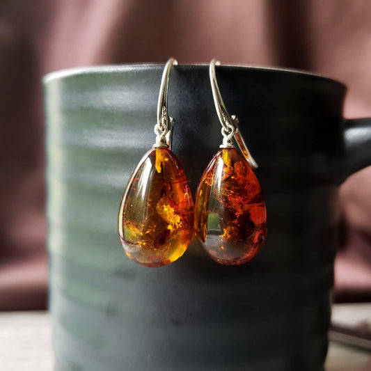Baltic Amber Teardrop Earrings
