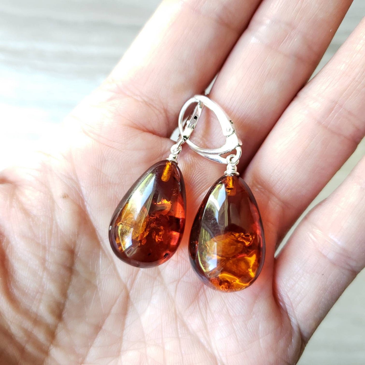 Baltic Amber Teardrop Earrings