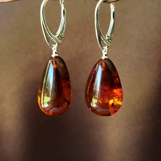 Baltic Amber Teardrop Earrings