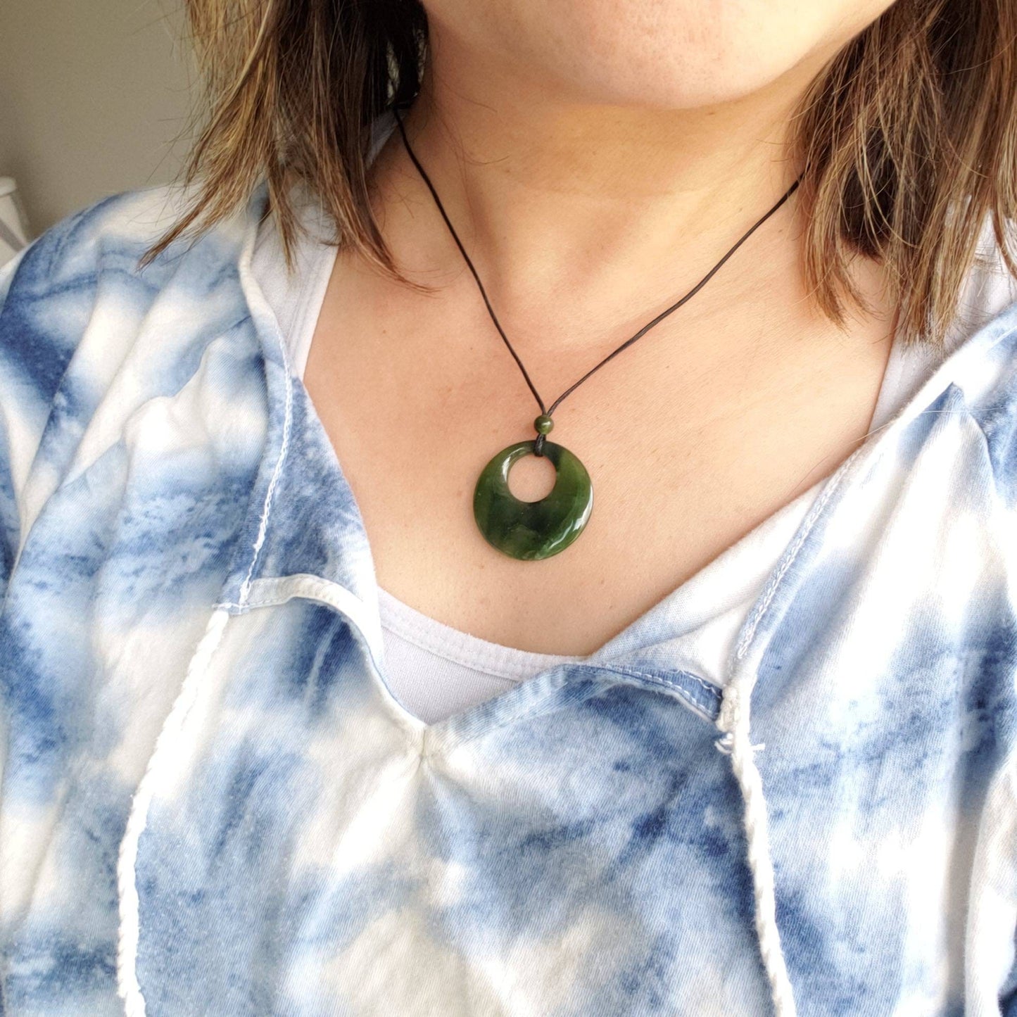 green jade circle of life necklace