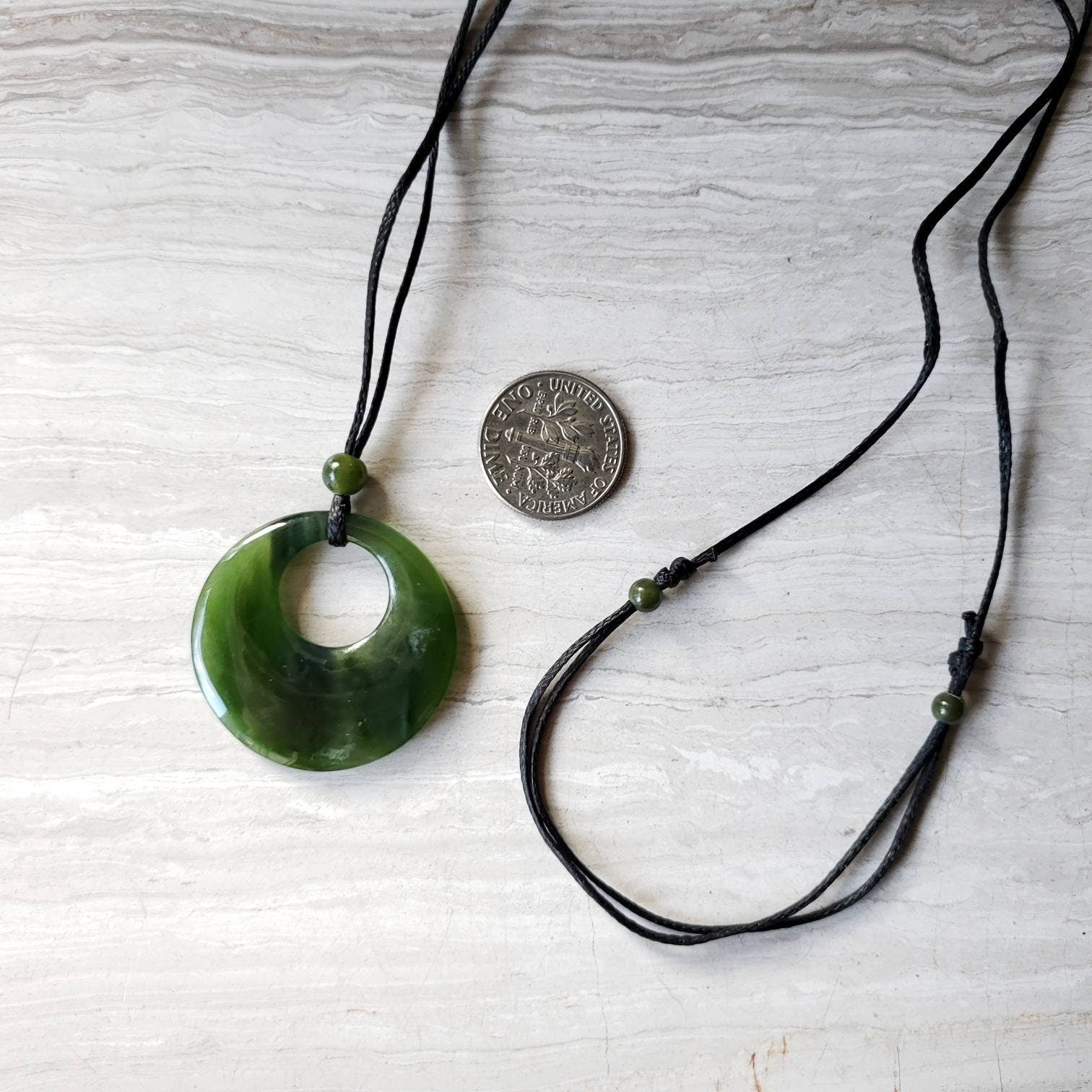 green jade circle of life necklace