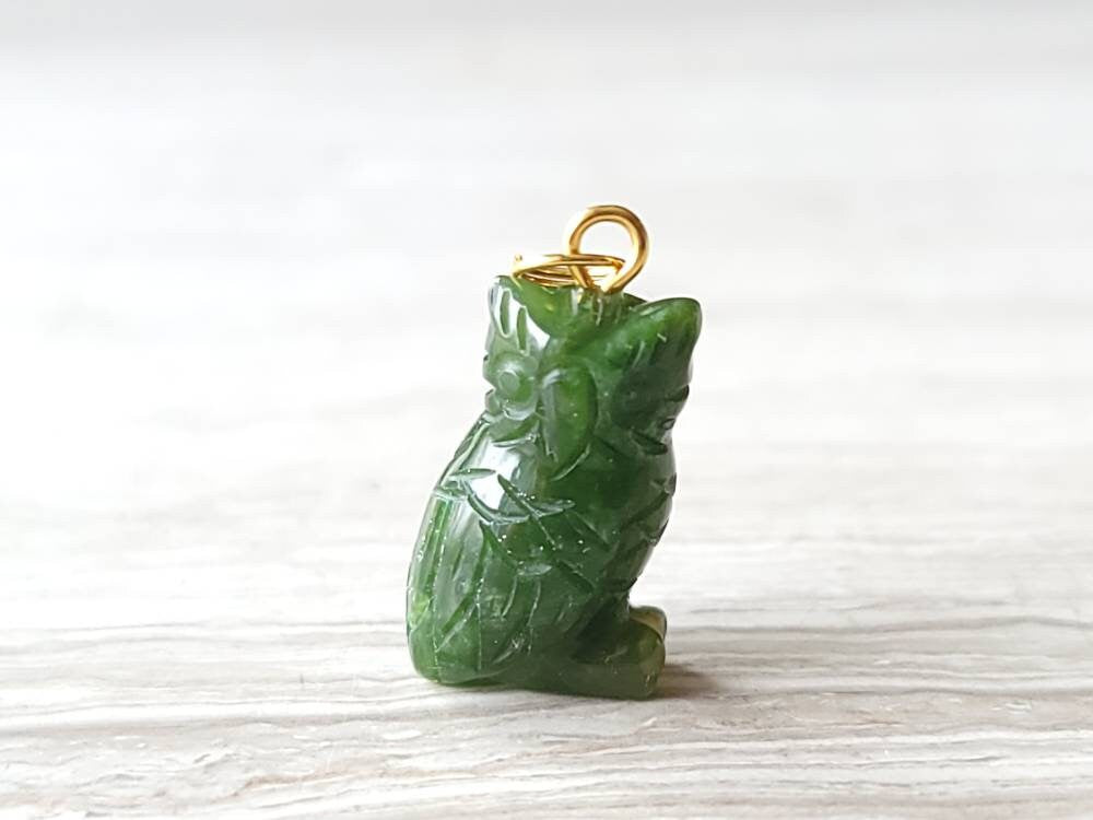 jade owl charm