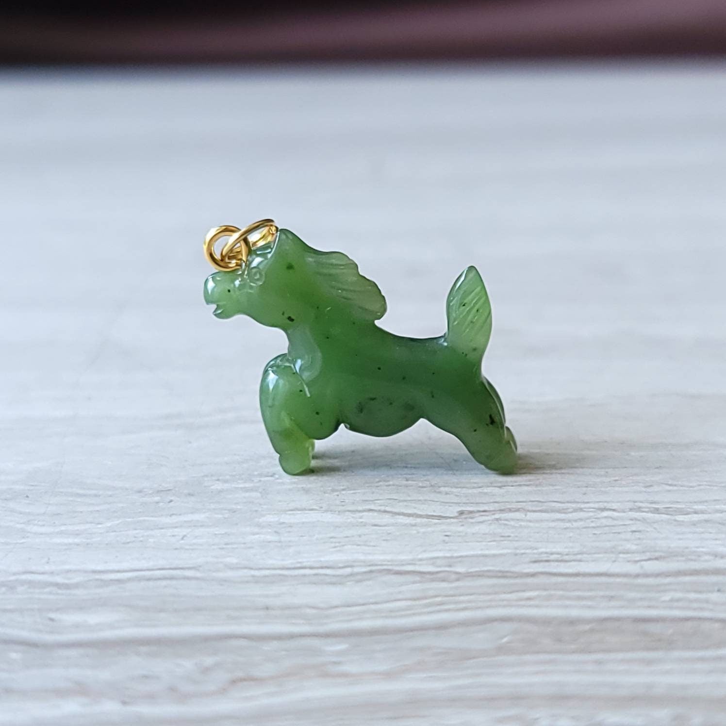 jade prancing horse charm pendant