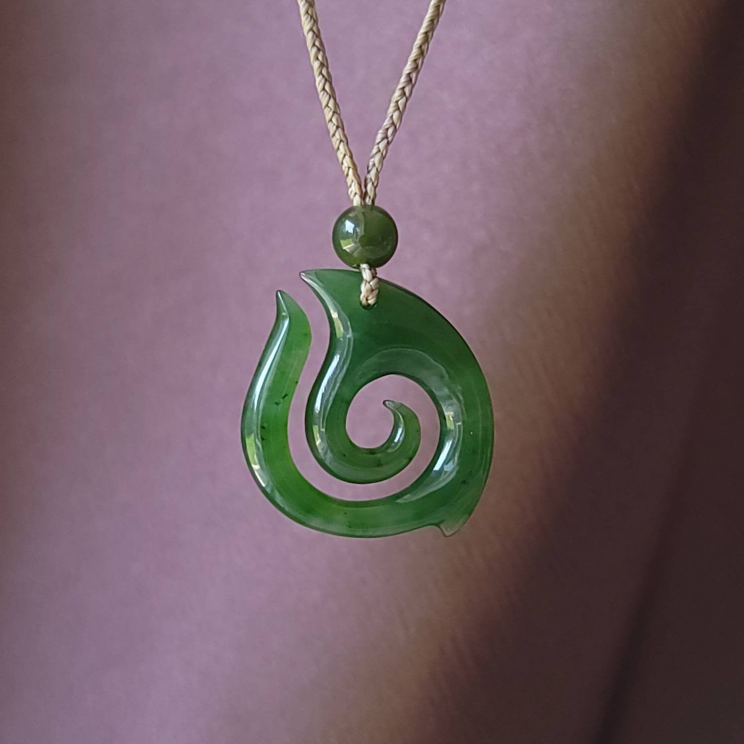 jade maori fish hook necklace