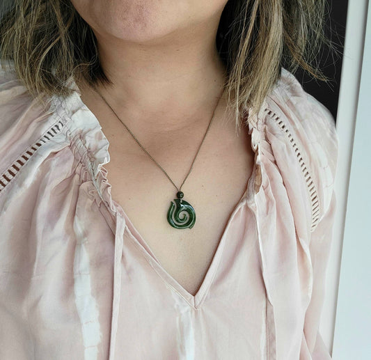 jade maori fish hook necklace