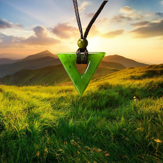 Triangle jade pendant necklace