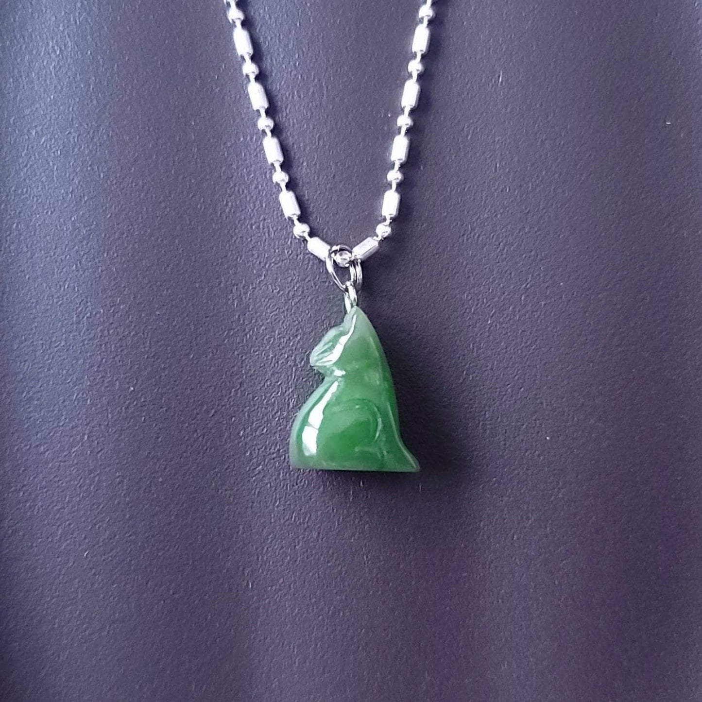 Dainty Jade Kitty Charm Pendant