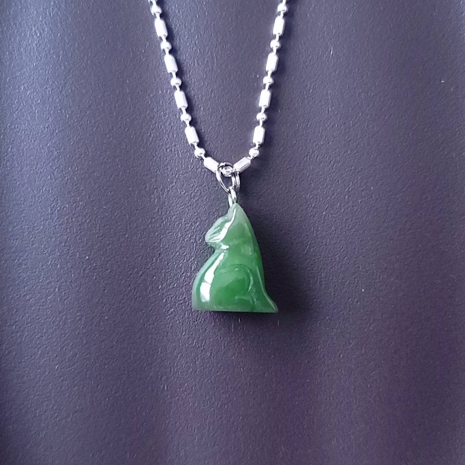 Dainty Jade Kitty Charm Pendant
