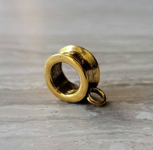 Gold Charm Holder Tube Bead
