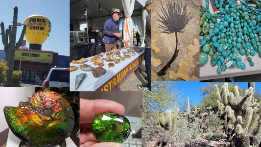 collage of photos from Tucson Gem Show in Arizona